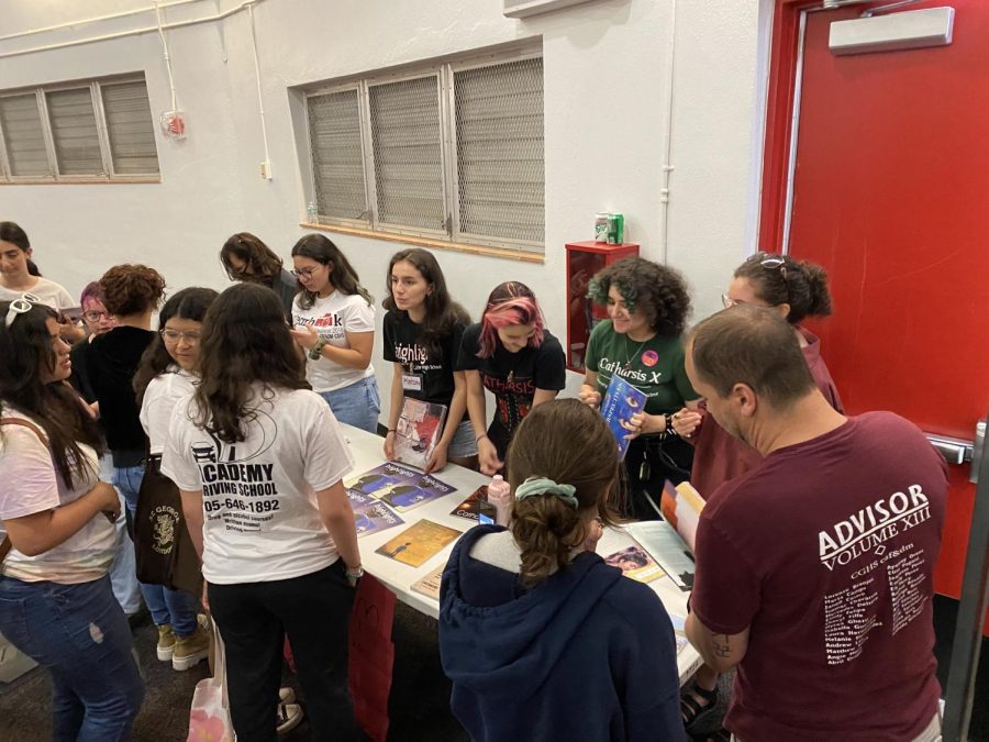 During Cav Camp’s mini club fair, campers get to learn about the different publications at Gables.