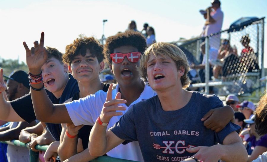 The Cavalier fans showing off their school spirit to motivate the football team. 