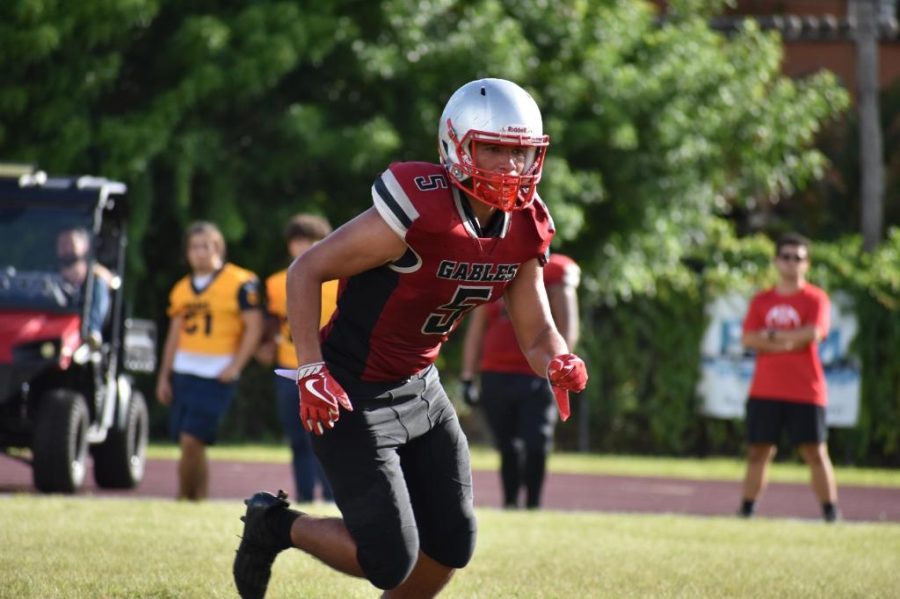 Eyes set on the touchdown, senior Lucas Paez anticipates a positive trend forward with Cavalier football this season.