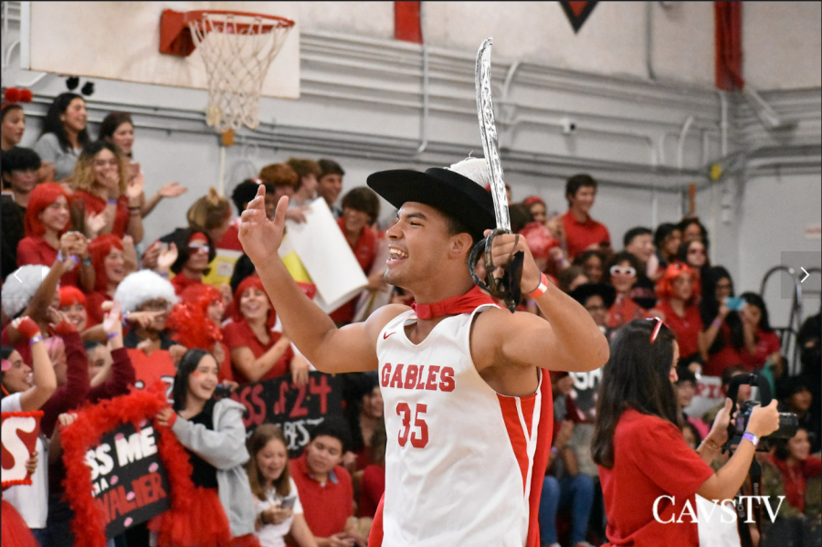 This years Cav Man, Armando Camejo, was introduced at the first pep rally of the school year.