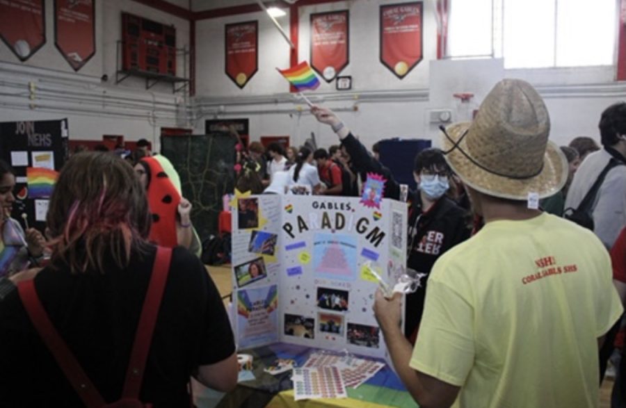 Gables Paradigm, a club that embraces students for who they are, gave out stickers and flags to new members.