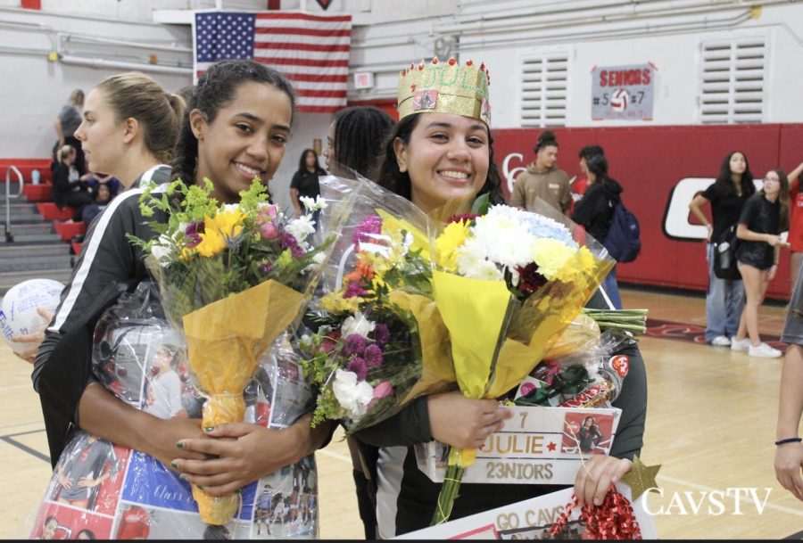 Seniors Avery Felix and Julie Maldonado were showered with gifts on senior night, Oct. 13. 