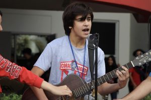 Freshman Nicolas Gertzensteins passion for music was visible at the Hispanic Heritage Month Show during lunch.