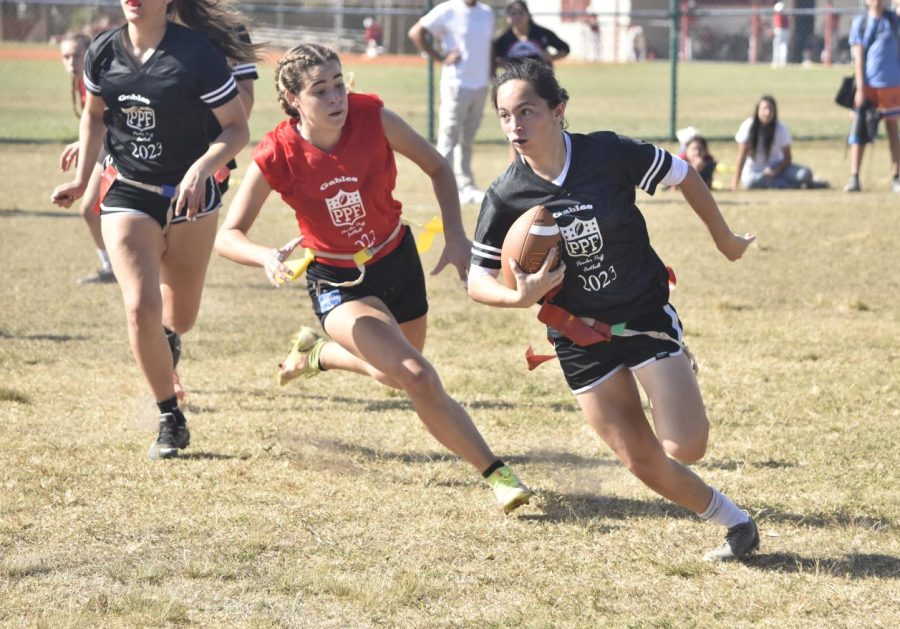 Power Puff Flag football made its debut at Gables on Feb. 1.