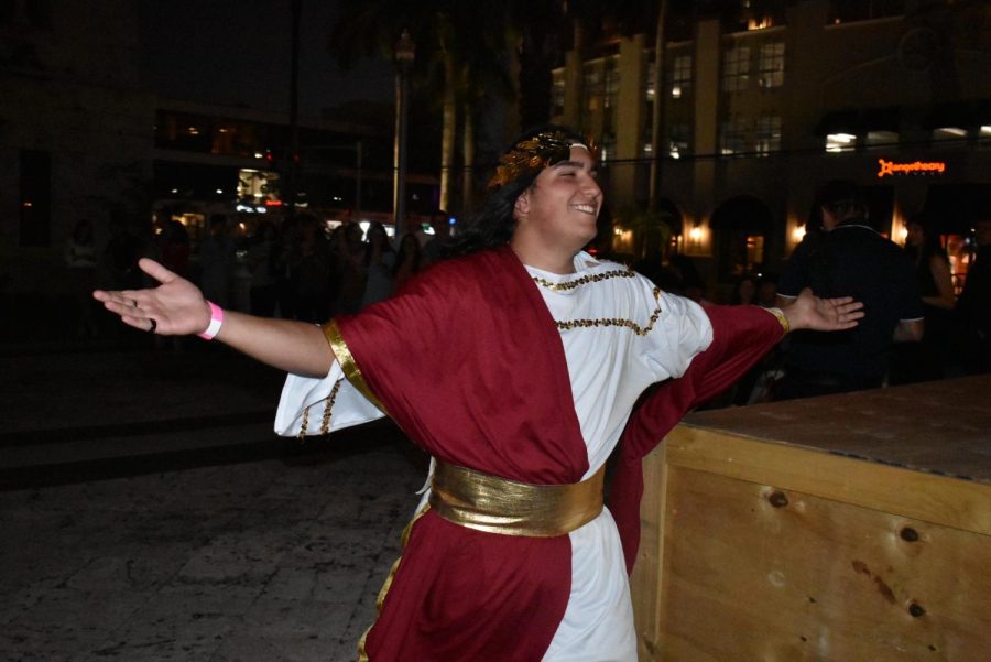 Senior Alejandro Garnier dressed up as Ancient Rome for the fashion show.