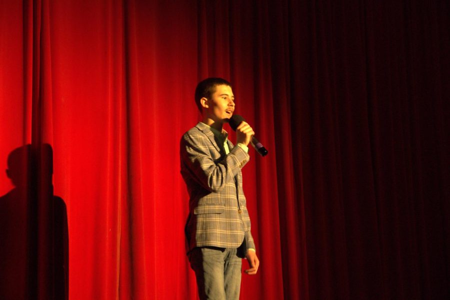 Sebastian Sanchez performing Dandelions by Ruth B. at the Coral Gables Senior High annual Black History Month Show.
