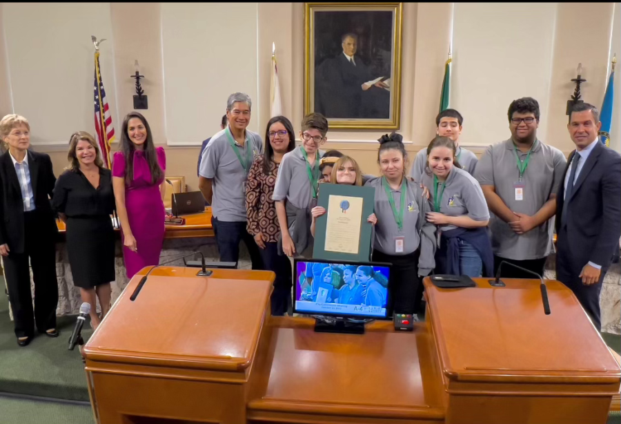 Project Victory students meet with Coral Gables commissioners to begin their work at City Hall.