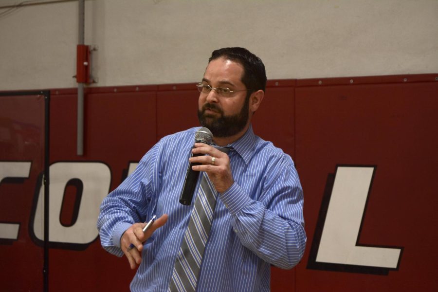 Principle Ullivari gave a speech to the incoming freshman welcoming them into the home of the Cavaliers. 