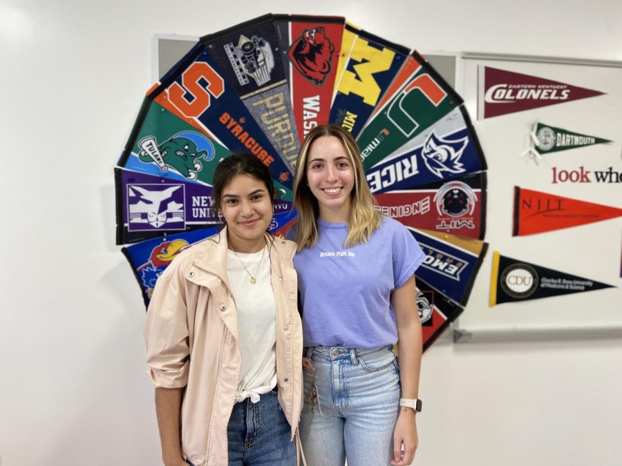 CAP Advisor, Ms. Sanz giving senior Glenis Mendoza a warm embrace as a congratulations for her accomplishments in winning the Orgullo de Nuestra Juventud Academic Achievement Award. 