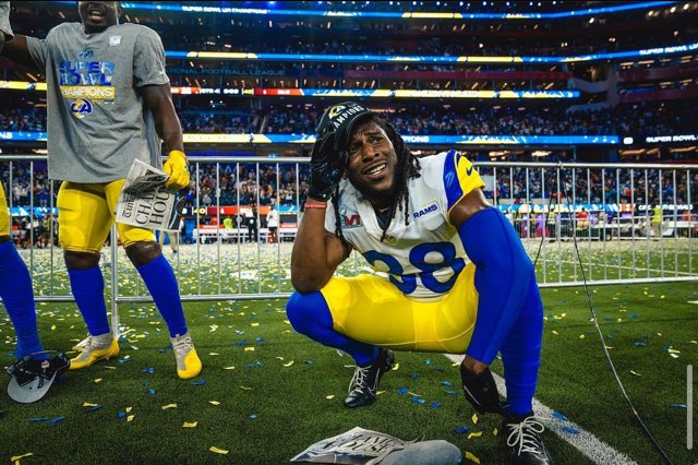 Gregory Buddy Howell smiles as he is crowned winner of the Super Bowl LVII, remembering his story to success. 