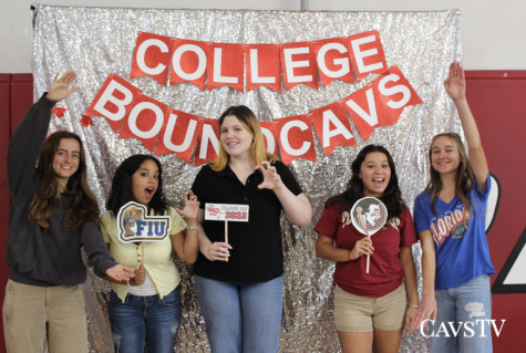 Senior Isabella Morales poses with her friends at the College Signing event on Apr. 18, celebrating her admission to UF.