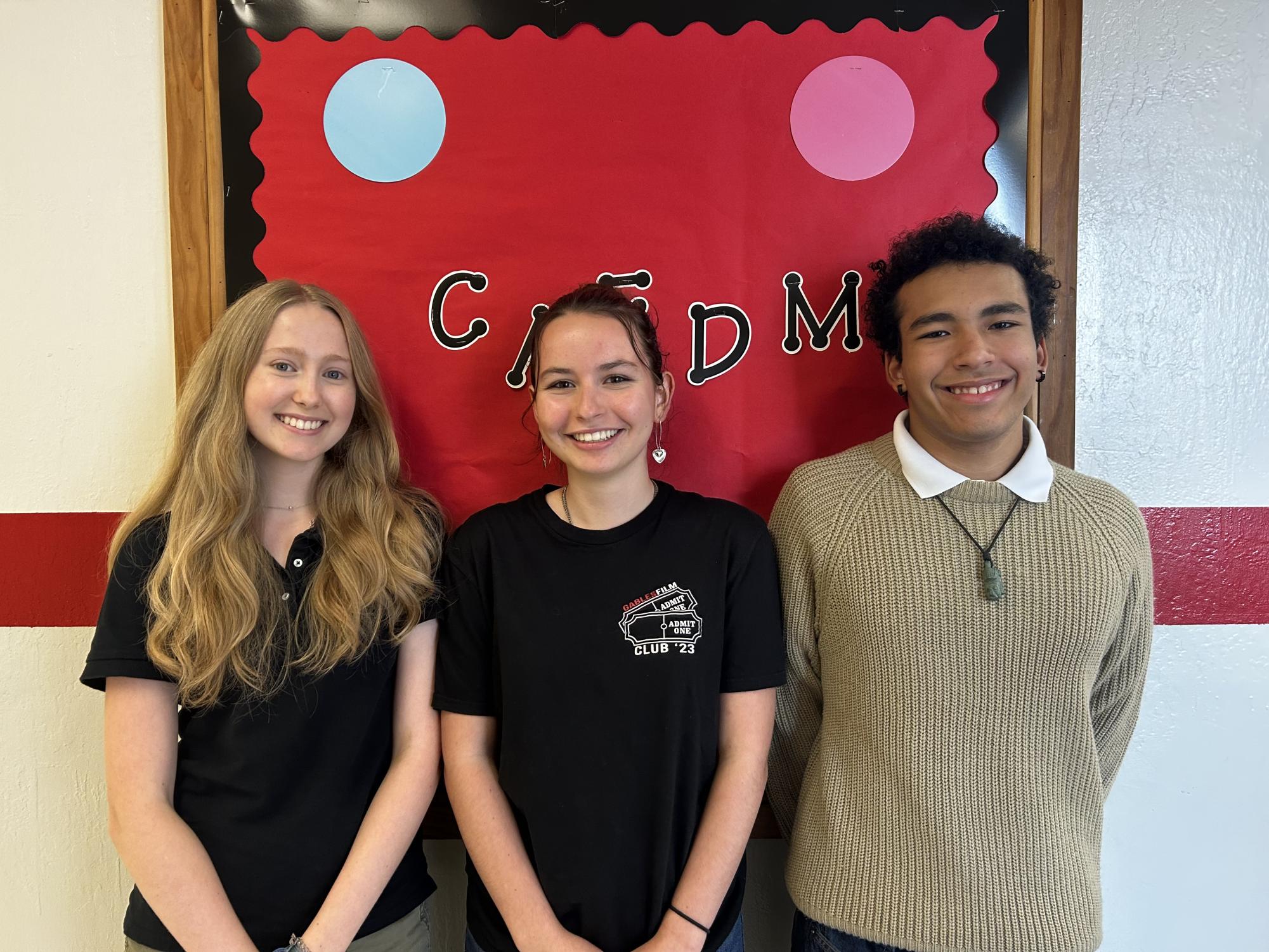 From left to right: Poetry Editor Caitlin Savage, Drama Editor Daphne Renoux, and Prose Editor Juan Subero.

