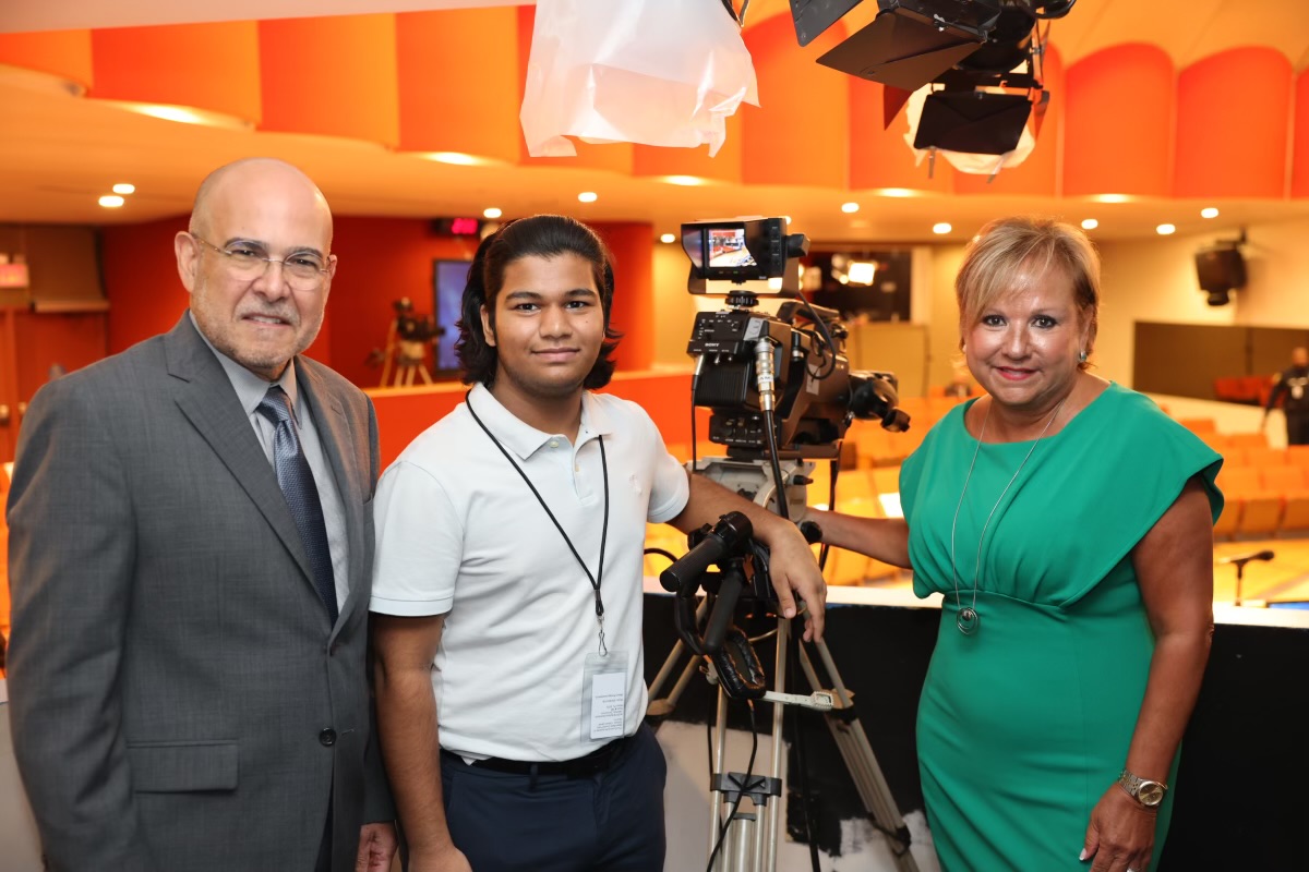 Making an appearance at the school board meeting in July, Aziz had the privilege of operating one of the cameras for their live broadcast. 