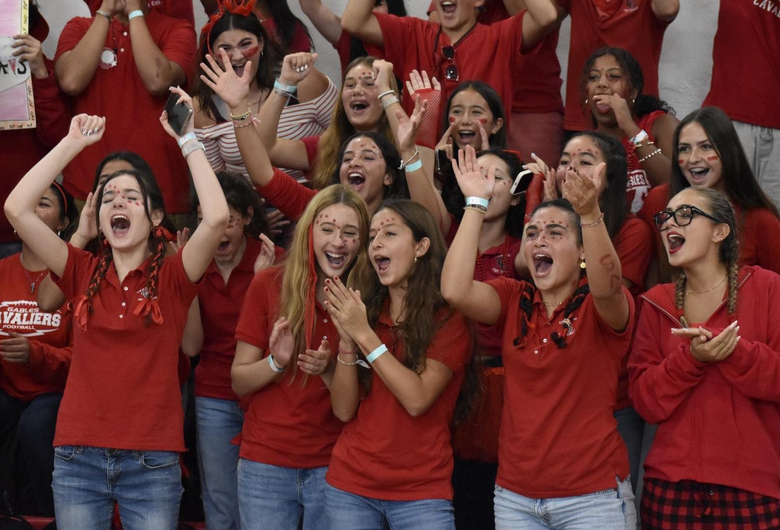 Cavaliers decked out in red are showing off their school pride.