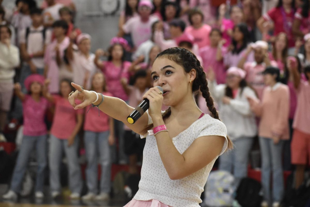 After many performances and games, Cavaliers ended the pep rally reciting the Gables Alma Mater. 