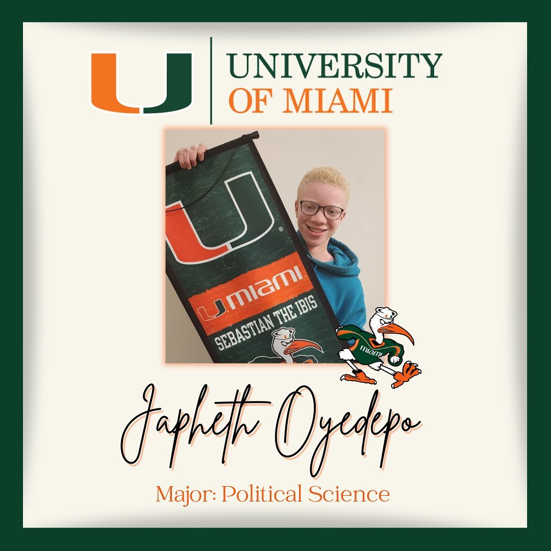 Senior Japheth Oyedepo from the Class of 23 attended the University of Miami.