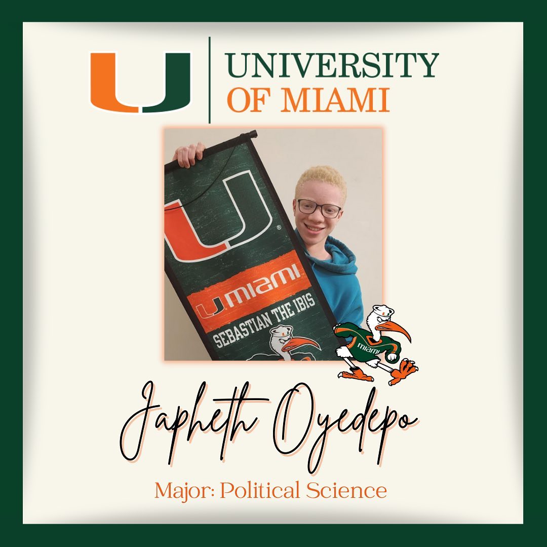 Senior Japheth Oyedepo from the Class of '23 attended the University of Miami.