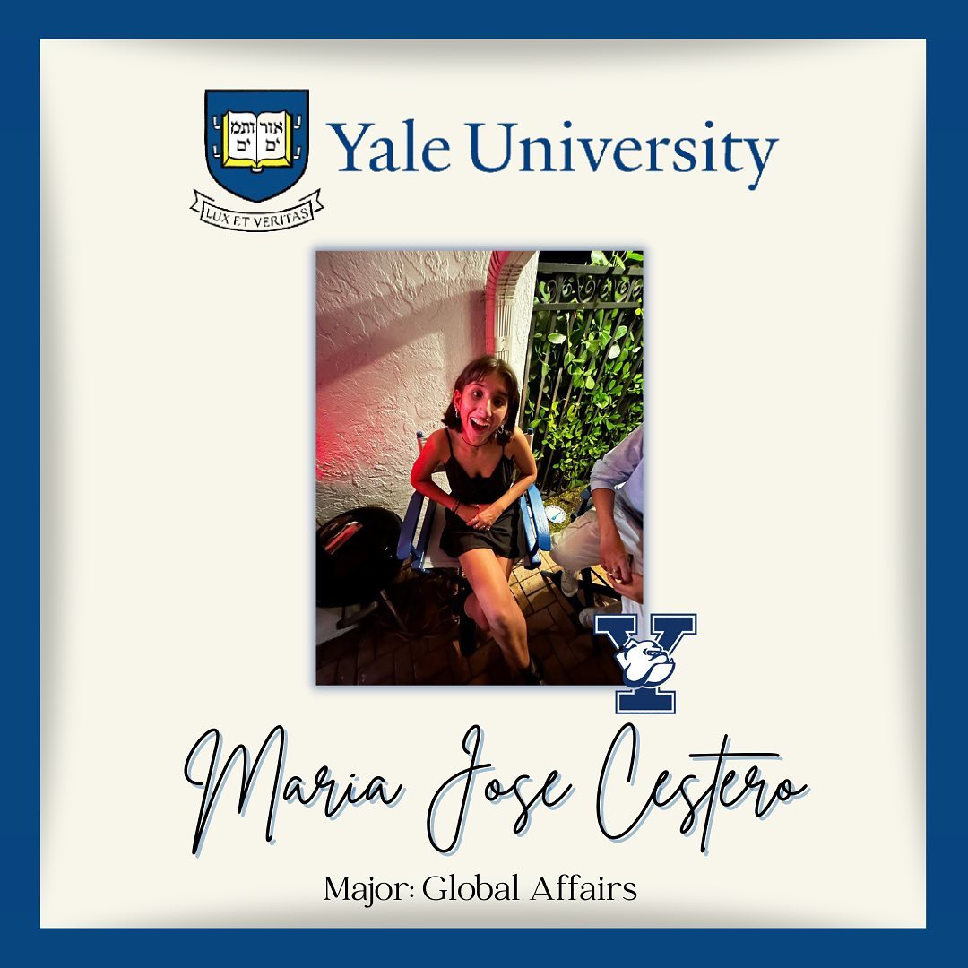 Senior Maria Jose Cestero from the Class of 23 attended Yale University.