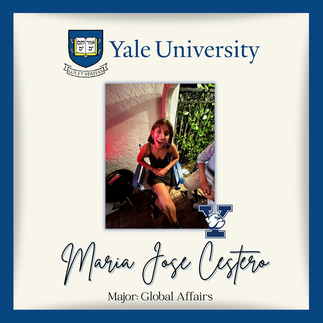 Senior Maria Jose Cestero from the Class of '23 attended Yale University.