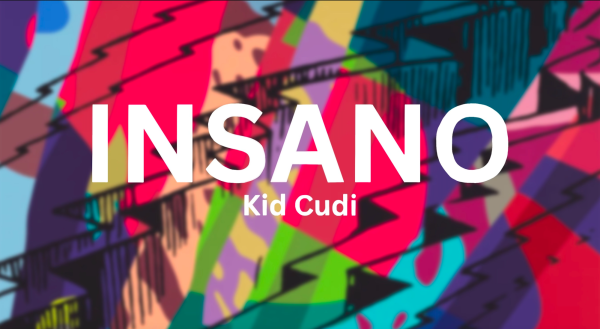 INSANOS cover art displays a plethora of bright colors, interjected by a jagged cut. This color scheme juxtaposes the dull tones Kid Cudis albums usually present. 