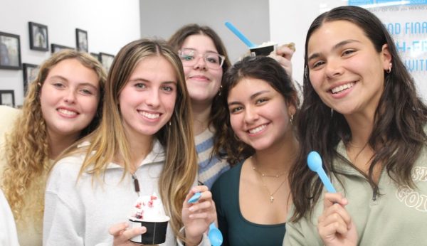 Juniors gather at the ChillN Nitrogen Ice Cream in Coconut Grove to socialize and support CavsConnect, a student-run publication, during their fundraiser.