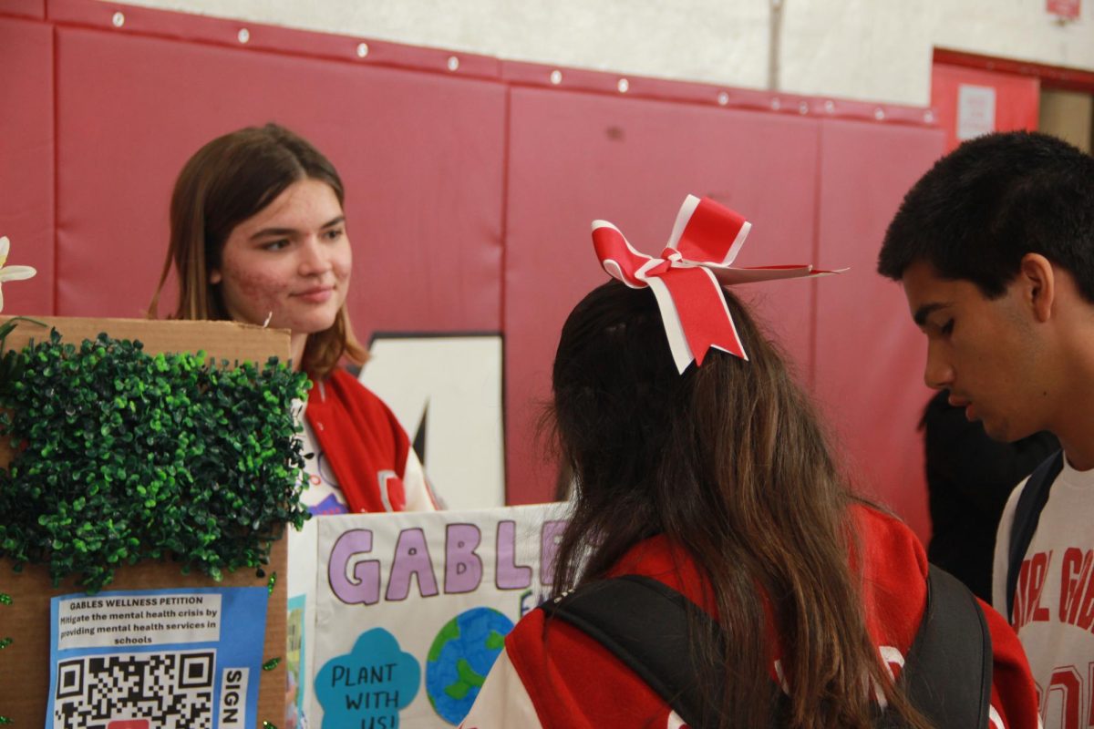 Gables Wellness booth set up during the club fair in hopes of promoting their values and plans for the school.