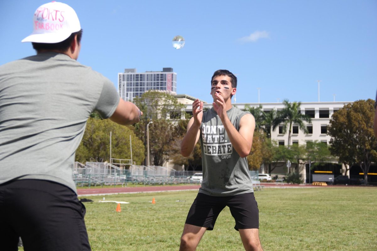 Speech and Debate members throw delicate water balloons as they compete against time and rivaling teams. 