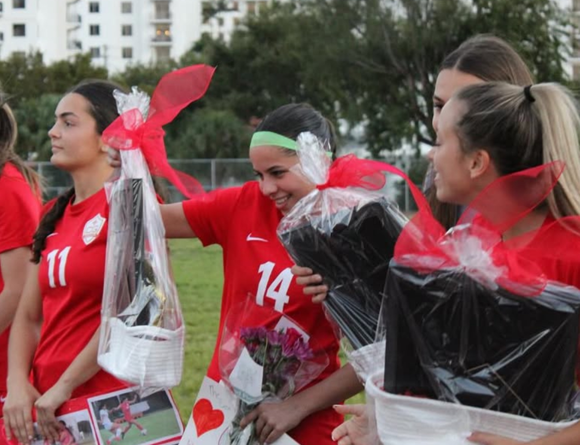 Varsity Seniors Celebrate Their Last Game on the Girls Soccer Team
