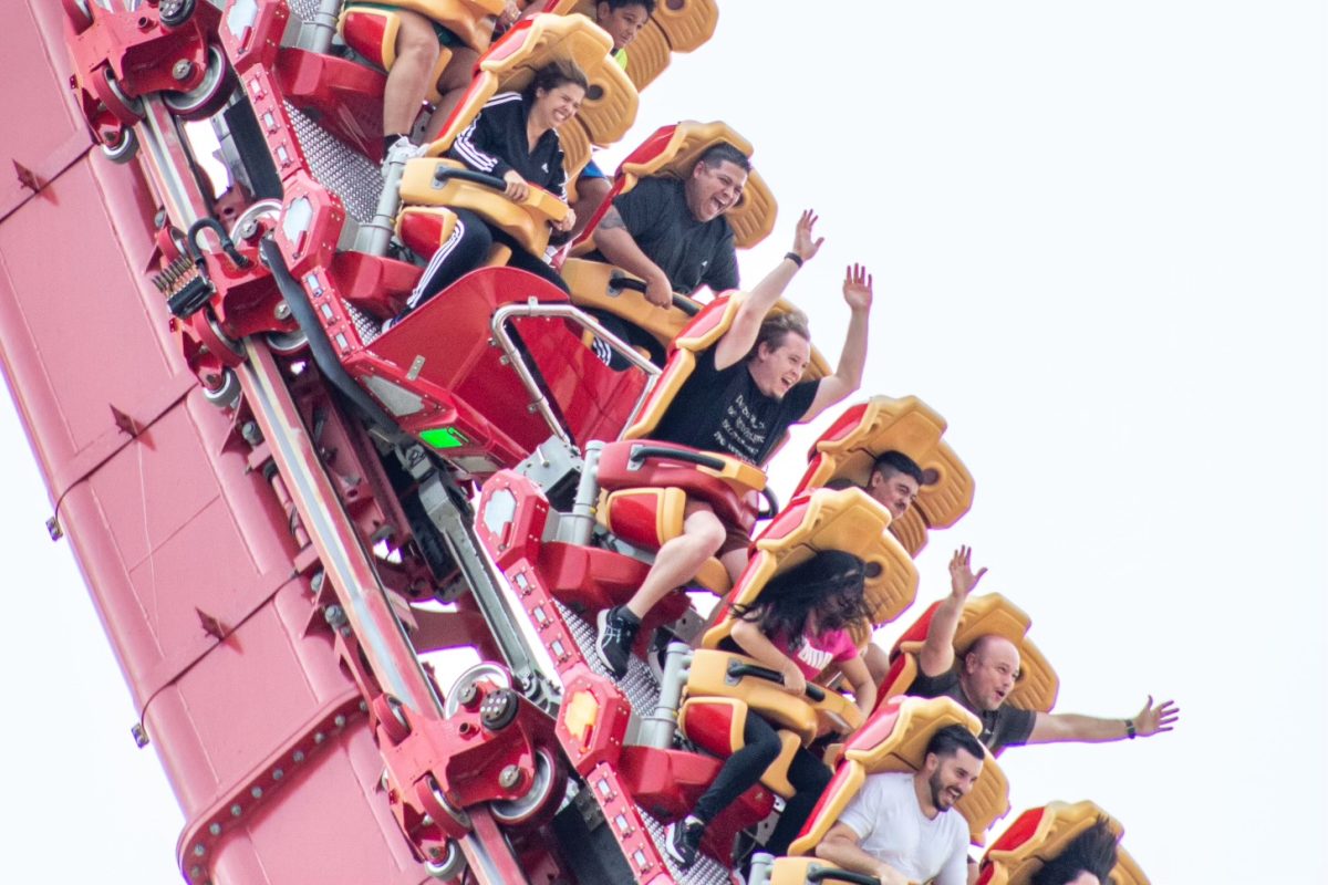 Seniors and staff members face their fears of Hollywood Rip Ride Rockit, rushing down its' large drops.