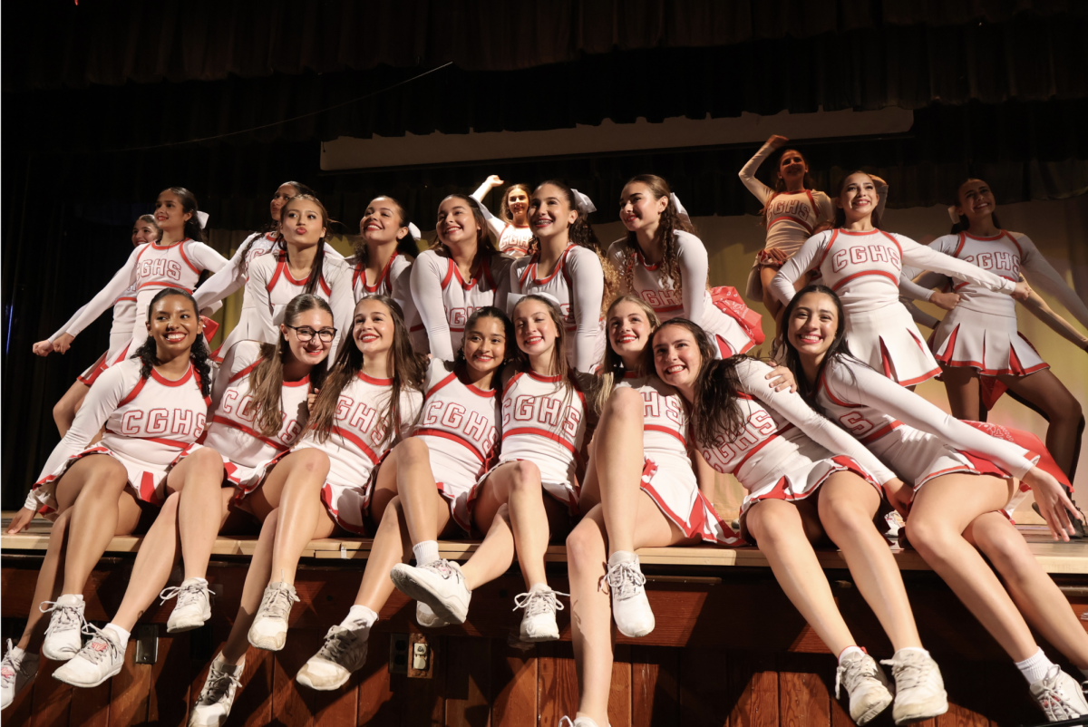 Our cheerleading team gathers at the end of the stage to execute a picture perfect pose. 