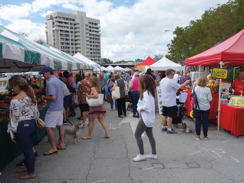 Customers roam from stand to stand, looking for the next find they may discover at the Coral Gables Farmers Market.