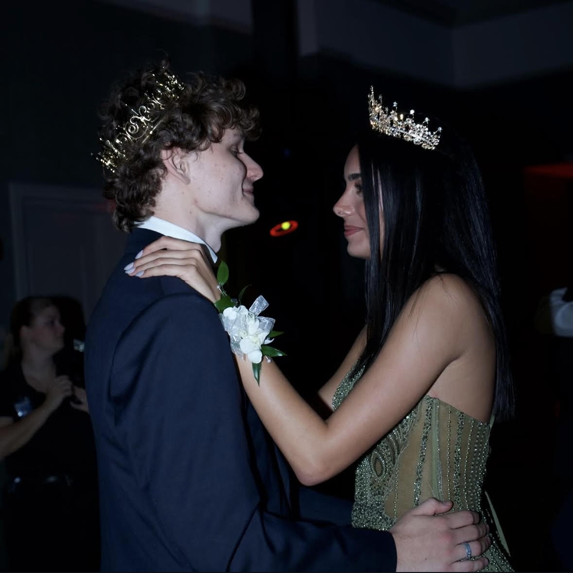 After a successful promposal that took place during the Senior Pep Rally, Samantha Gonzalez and Linus Boettcher share a dance as Prom King and Queen. 